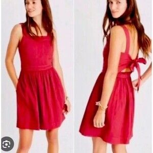 MADEWELL Alexa Chung Bow Back Tie Apron Back Mini Dress Antique Rose 2 XS